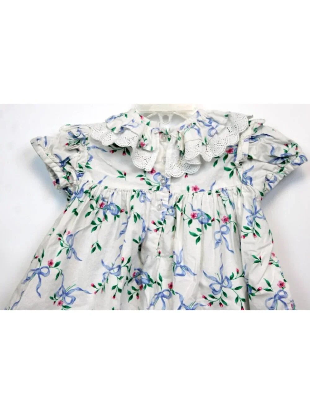 Simi Baby 2pc Dress Bloomer Diaper Cover sz 24m Floral Flowers Lace Trim Puff